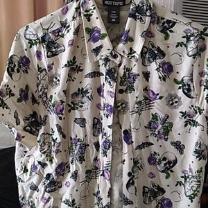 Hot topic cropped witchy button up tee